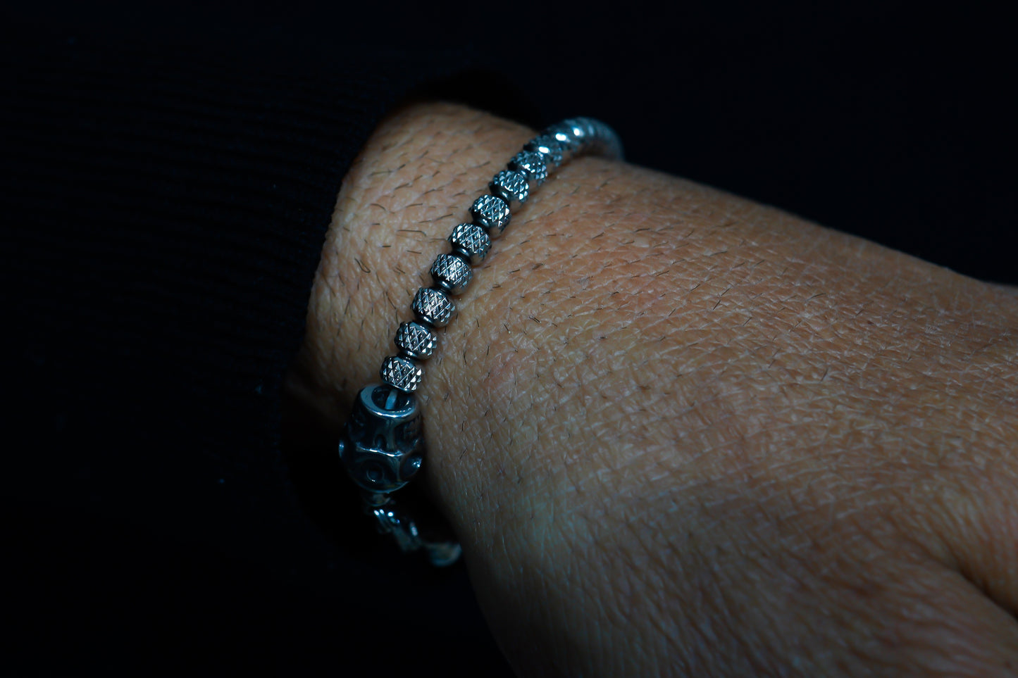 KAPALA BRACELET | SKULL HEAD | JAGGED STAINLESS STEEL BEADS | 5MM