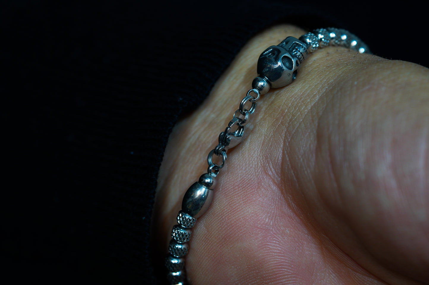 KAPALA BRACELET | SKULL HEAD | JAGGED STAINLESS STEEL BEADS | 5MM