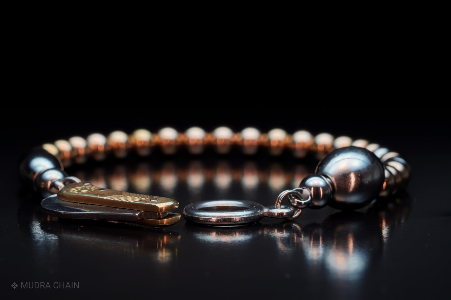 SIKH BRACELET | ROSE SILVER STEEL BEADS | 2 SILVER GEM | 6MM