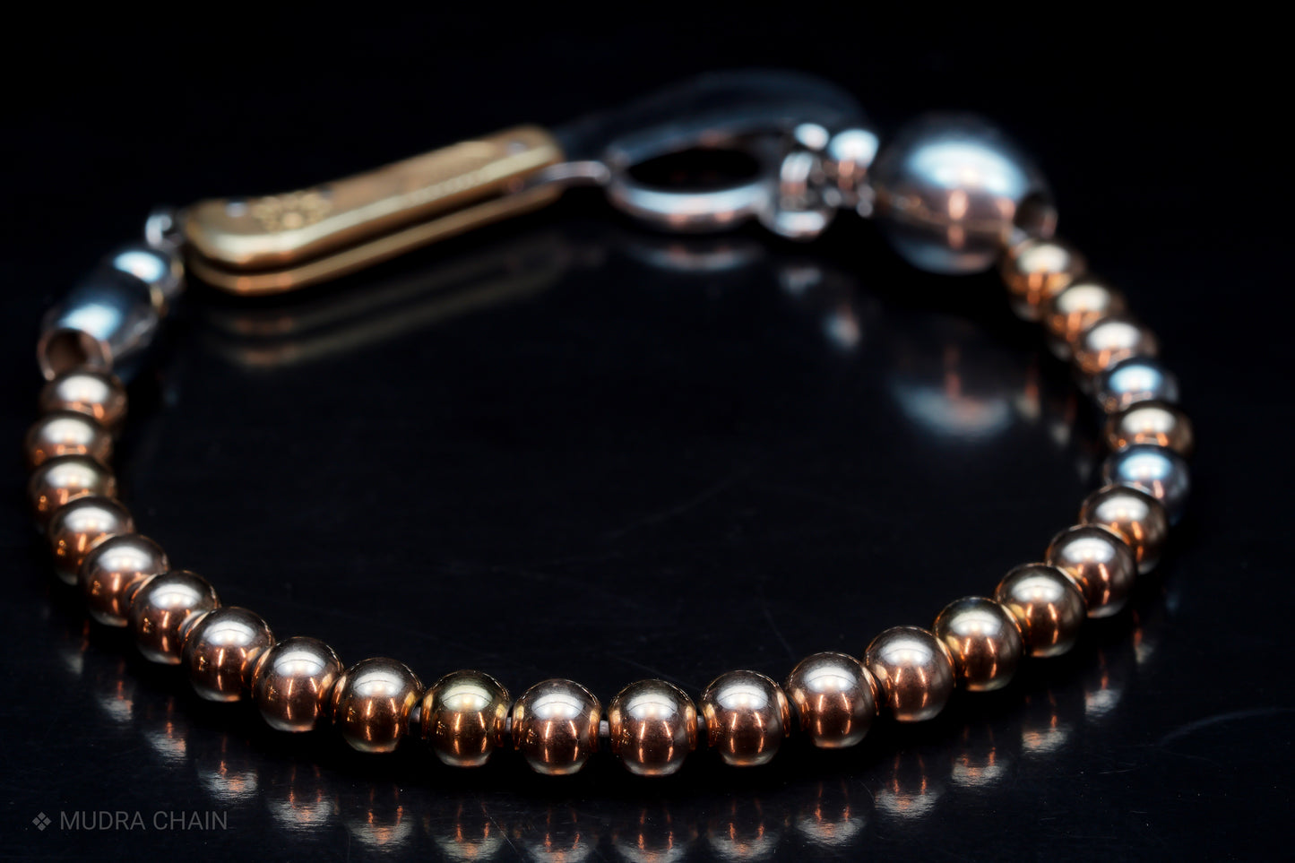 SIKH BRACELET | ROSE SILVER STEEL BEADS | 2 SILVER GEM | 6MM