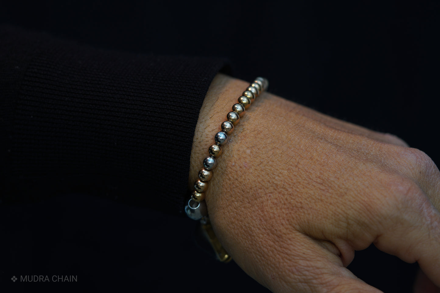 SIKH BRACELET | ROSE SILVER STEEL BEADS | 2 SILVER GEM | 6MM