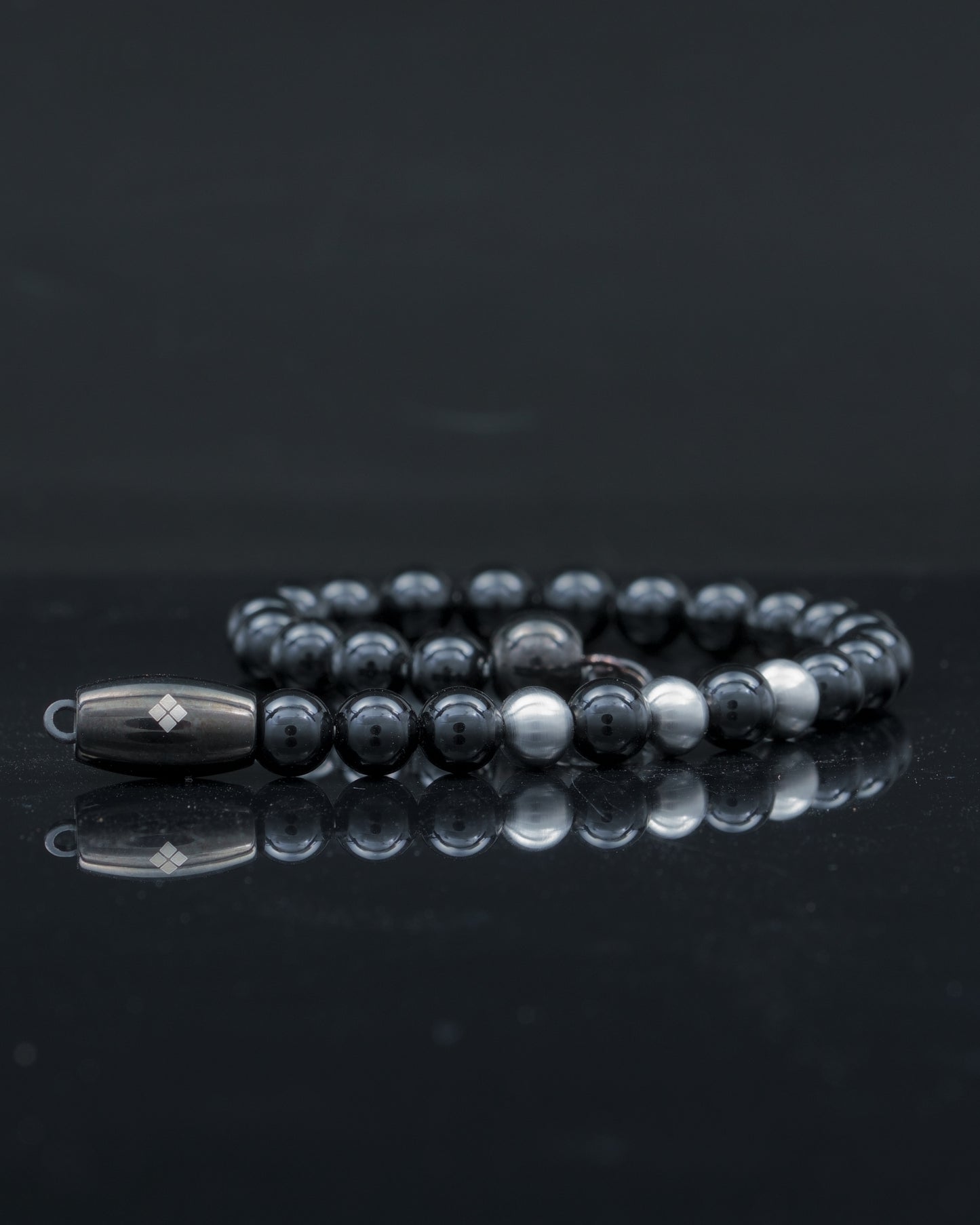 BLACK MAMBA BRACELET⬩TOURMALINE GEMS⬩ GRAY COPPER THREE DOTS