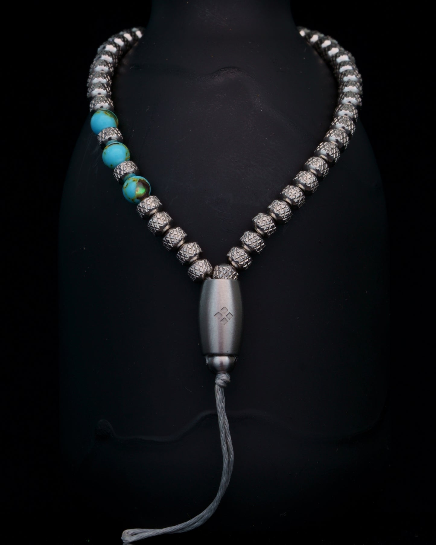 BANDHA PHONE CHARM | RUDRAKSHA SILVER STEEL | TOURQUIZE SHELL GEM | 4MM