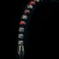 stainless steel bracelet with genuine, dark red three dots gemstones, black oblique texture. different kind of closures, clasps 5/6mm, playable for men and women. Mudra chain classic every day jewelry.