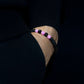 BLACK MAMBA BRACELET WITH BLACK OBLIQUE TEXTURED STAINLESS STEEL, COMBINE WITH  SILKY PINK GEMS. THE SPECIAL MUDRA CHAIN`S THREE DOTS DESIGN.