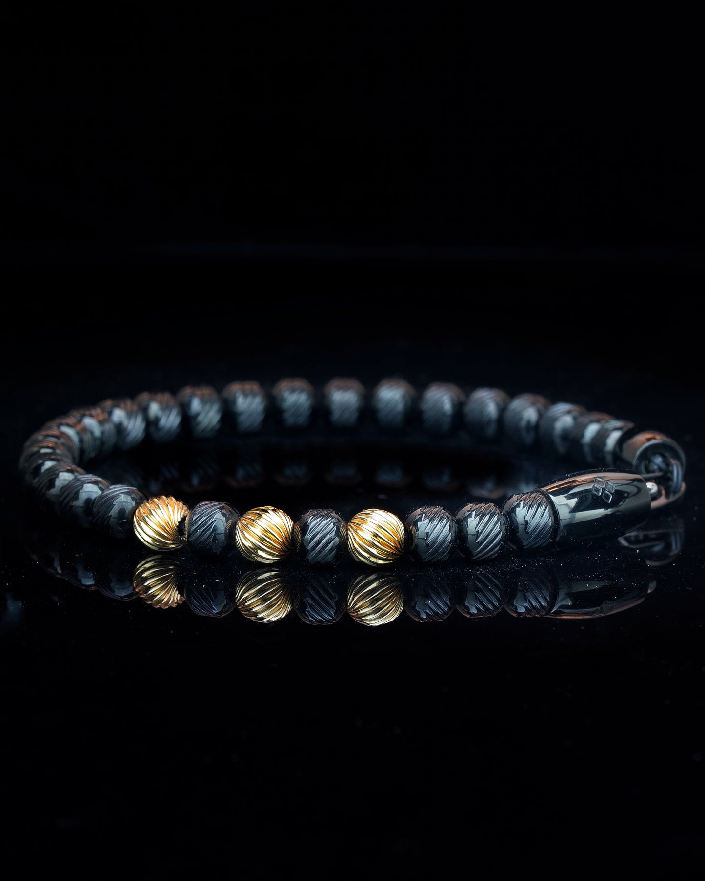 BLACK MAMBA BRACELET⬩TOURMALINE GEMS⬩ 24K GOLD THREE DOTS