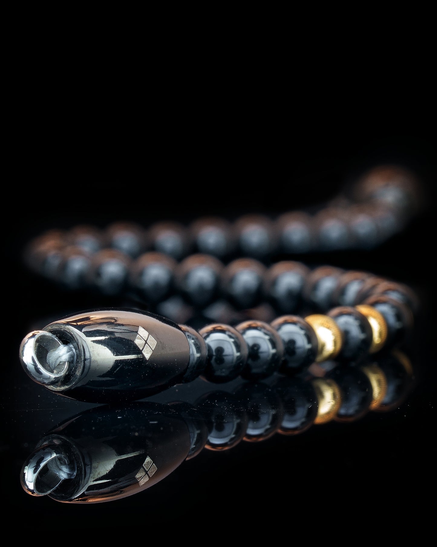 BLACK MAMBA BRACELET⬩TOURMALINE GEMS⬩ 24K GOLD THREE DOTS