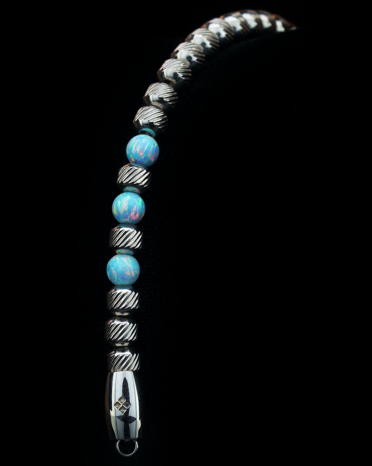 MUDRA BRACELET | SILVER OBLIQUE STEEL | OPAL GEMS