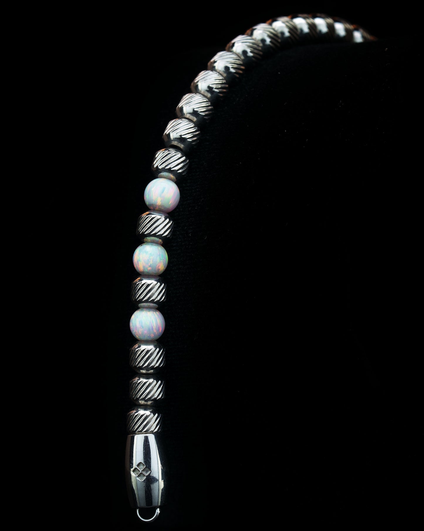 MUDRA BRACELET | SILVER OBLIQUE STEEL | OPAL GEMS