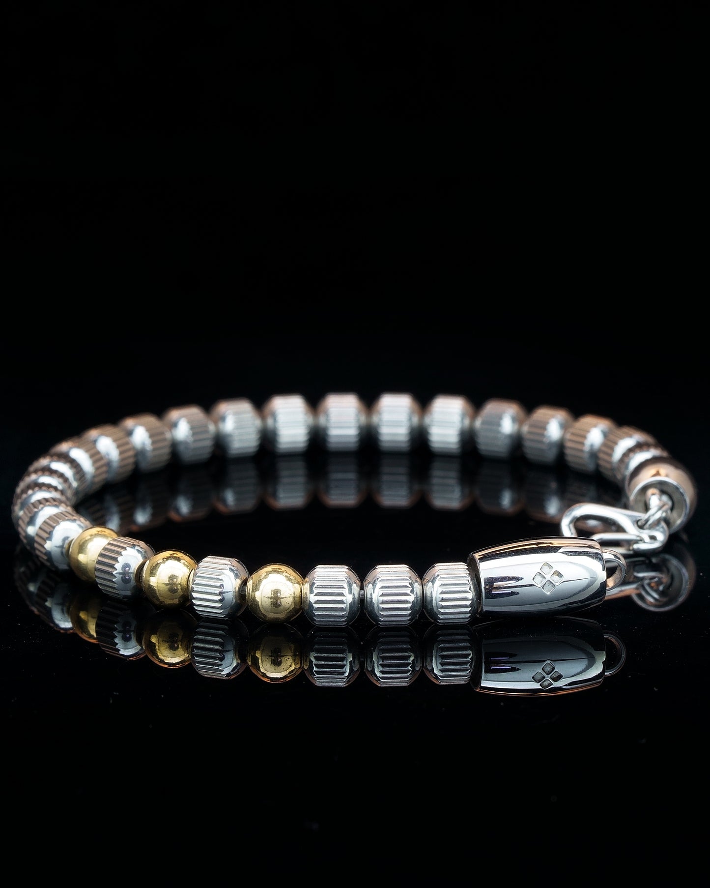 MUDRA BRACELET | SILVER LINED STEEL | STEEL GEM