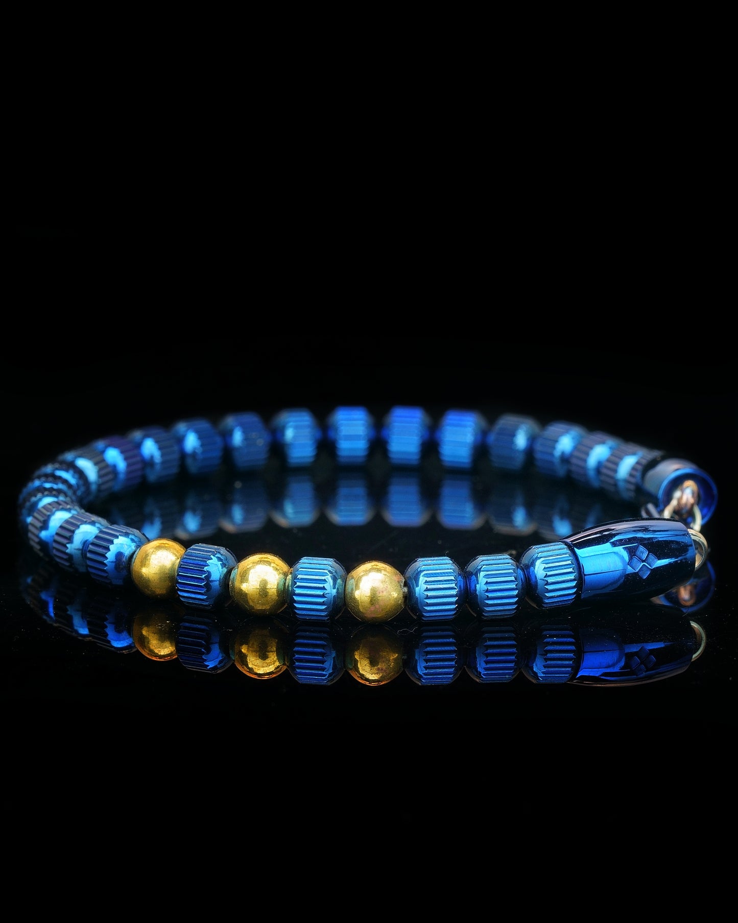 MUDRA BRACELET | BLUE LINED STEEL | STEEL GEM