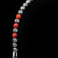 Stainless steel handcrafted bracelet with 5/6 mm beads, with three fire red opal gemstones. Easy to wear suitable for men and women.