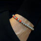 SILVER MAMBA BRACELET⬩ OBLIQUE TEXTURE⬩ FIRE-RED OPAL THREE DOTS
