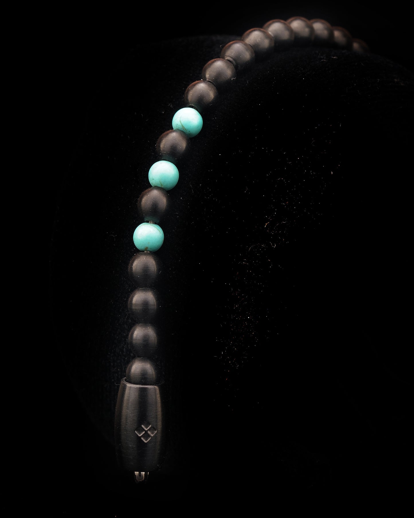 BLACK MAMBA BRACELET⬩TOURMALINE GEMS⬩ TURQUOISE THREE DOTS 6MM