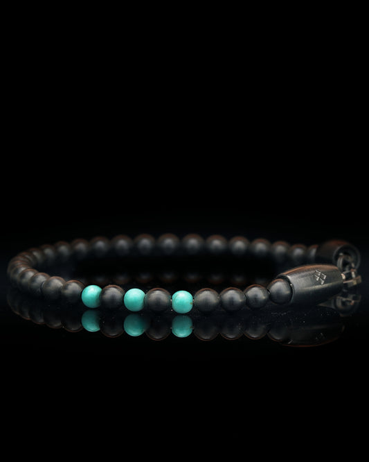 BLACK MAMBA BRACELET⬩TOURMALINE GEMS⬩ TURQUOISE THREE DOTS 6MM