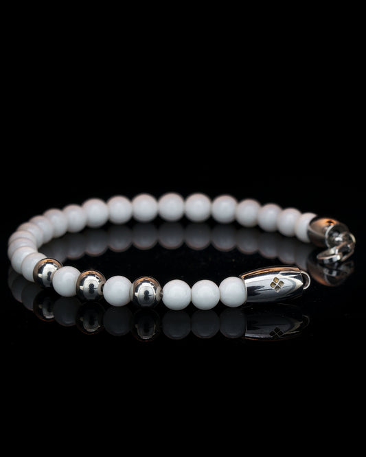 WHITE SNOW FLAKE MAMBA BRACELET⬩ BALL SHAPE⬩ SILVER STEEL THREE DOTS