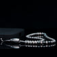 BANDHA PHONE CHARM | STRAIGHT LINE SILVER STEEL | DARK GREY HEMATITE GEM | 4MM