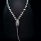 BANDHA PHONE CHARM | STRAIGHT LINE SILVER STEEL | DARK GREY HEMATITE GEM | 4MM