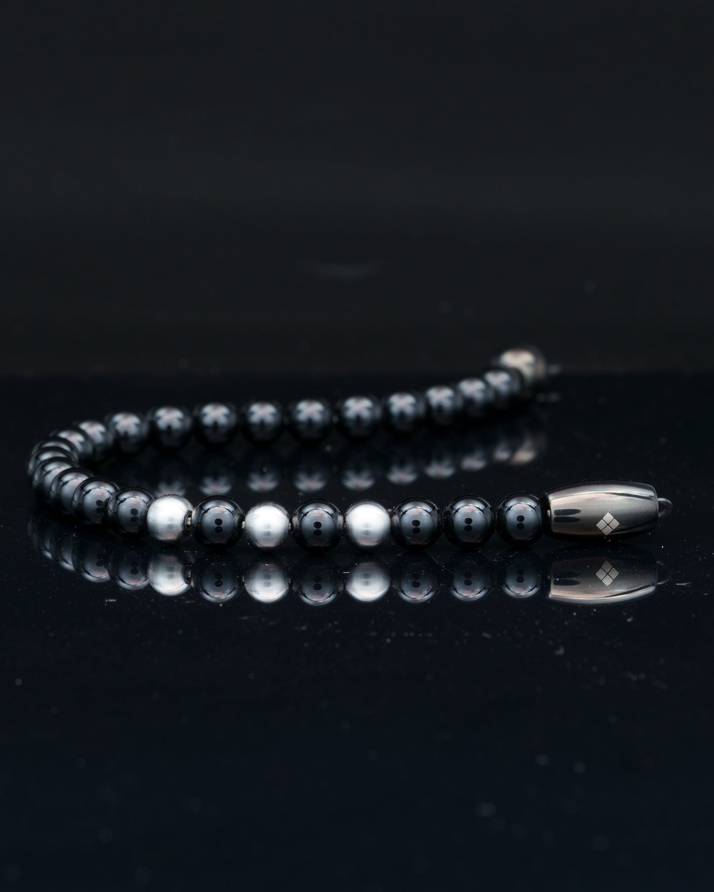 BLACK MAMBA BRACELET | ALL BLACK TOURMALINE | 3 GREY COPPER GEM | 5MM