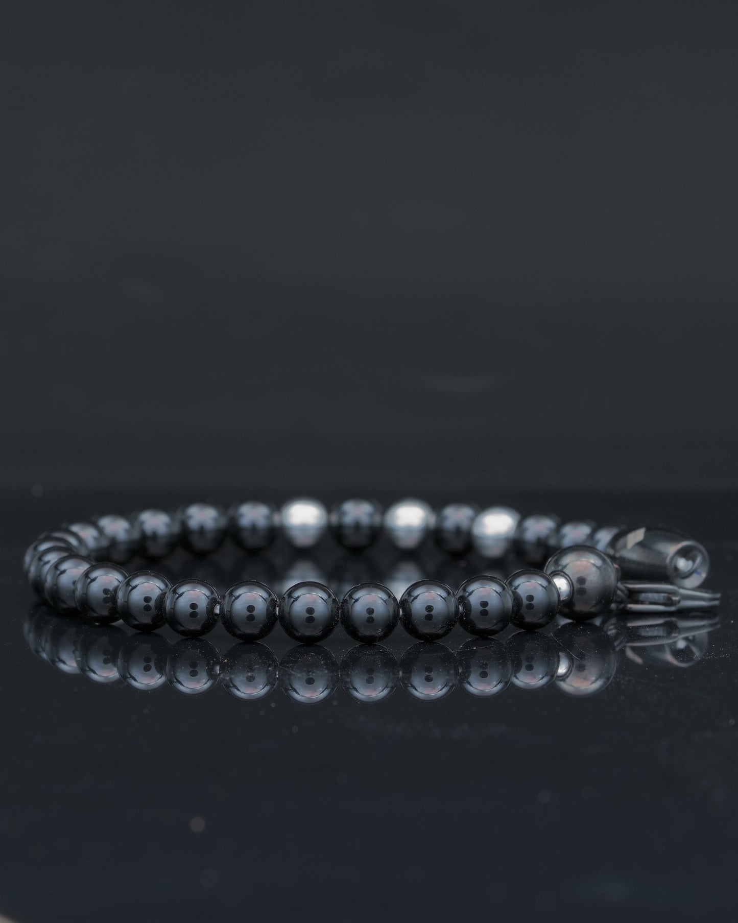 BLACK MAMBA BRACELET | ALL BLACK TOURMALINE | 3 GREY COPPER GEM | 5MM