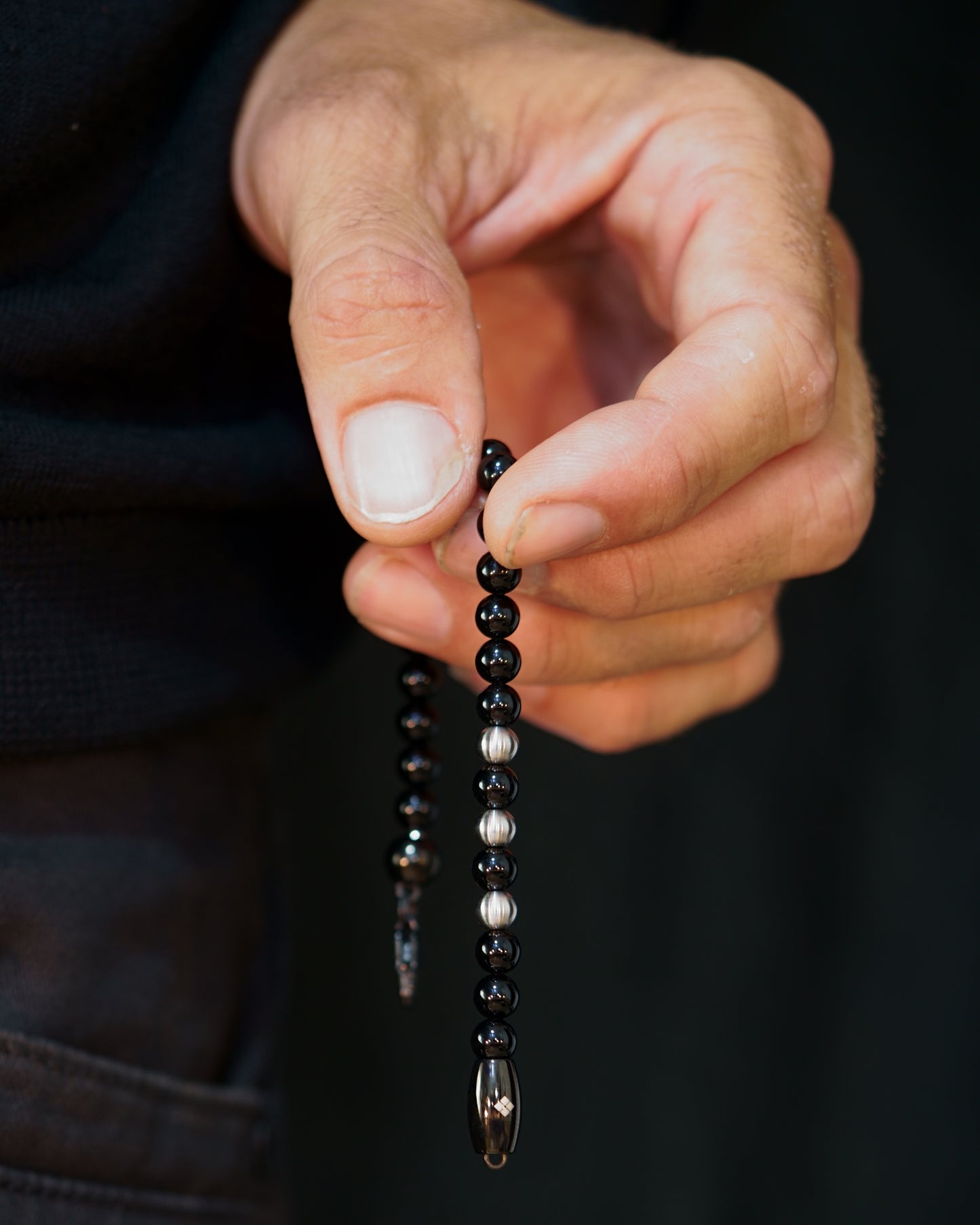 BLACK MAMBA BRACELET | ALL BLACK TOURMALINE | 3 GREY COPPER GEM | 5MM