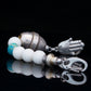 JABBAWOKEY EVIL EYE | WHITE TOURMALINE | TOURQUIZE GEM | GREECK MADE MAIN BEAD | HAMSA PENDANT | 8MM