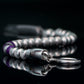MUDRA BRACELET | SILVER OBLIQUE STEEL | PURPLE CHALCEDONY THREE DOTS