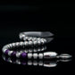 MUDRA BRACELET | SILVER OBLIQUE STEEL | PURPLE CHALCEDONY THREE DOTS