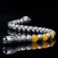 MUDRA BRACELET |  SILVER STEEL OBLIQUE TEXTURE |  YELLOW CHALCEDONY THREE DOTS
