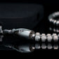 BANDHA PHONE CHARM | STRAIGHT LINE SILVER STEEL | DARK GREY HEMATITE GEM | 4MM