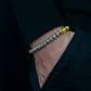 MUDRA BRACELET |  SILVER STEEL OBLIQUE TEXTURE |  YELLOW CHALCEDONY THREE DOTS