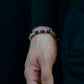 MUDRA BRACELET | SILVER OBLIQUE STEEL | PURPLE CHALCEDONY THREE DOTS