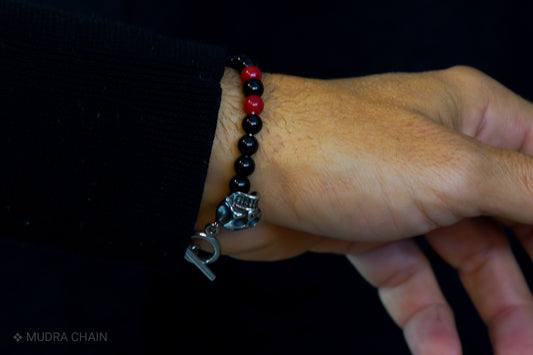 KAPALA BRACELET | BLACK TOURMALINE STONE | RED GEM | 6MM