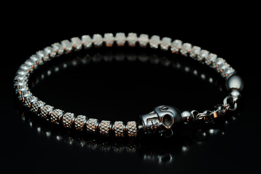 KAPALA BRACELET | SKULL HEAD | JAGGED STAINLESS STEEL BEADS | 5MM