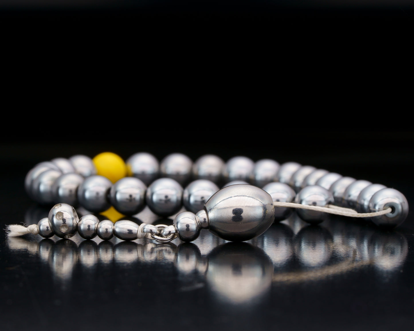 URBAN MUDRA | SILVER HEMATITE | YELLOW GEM | 8MM