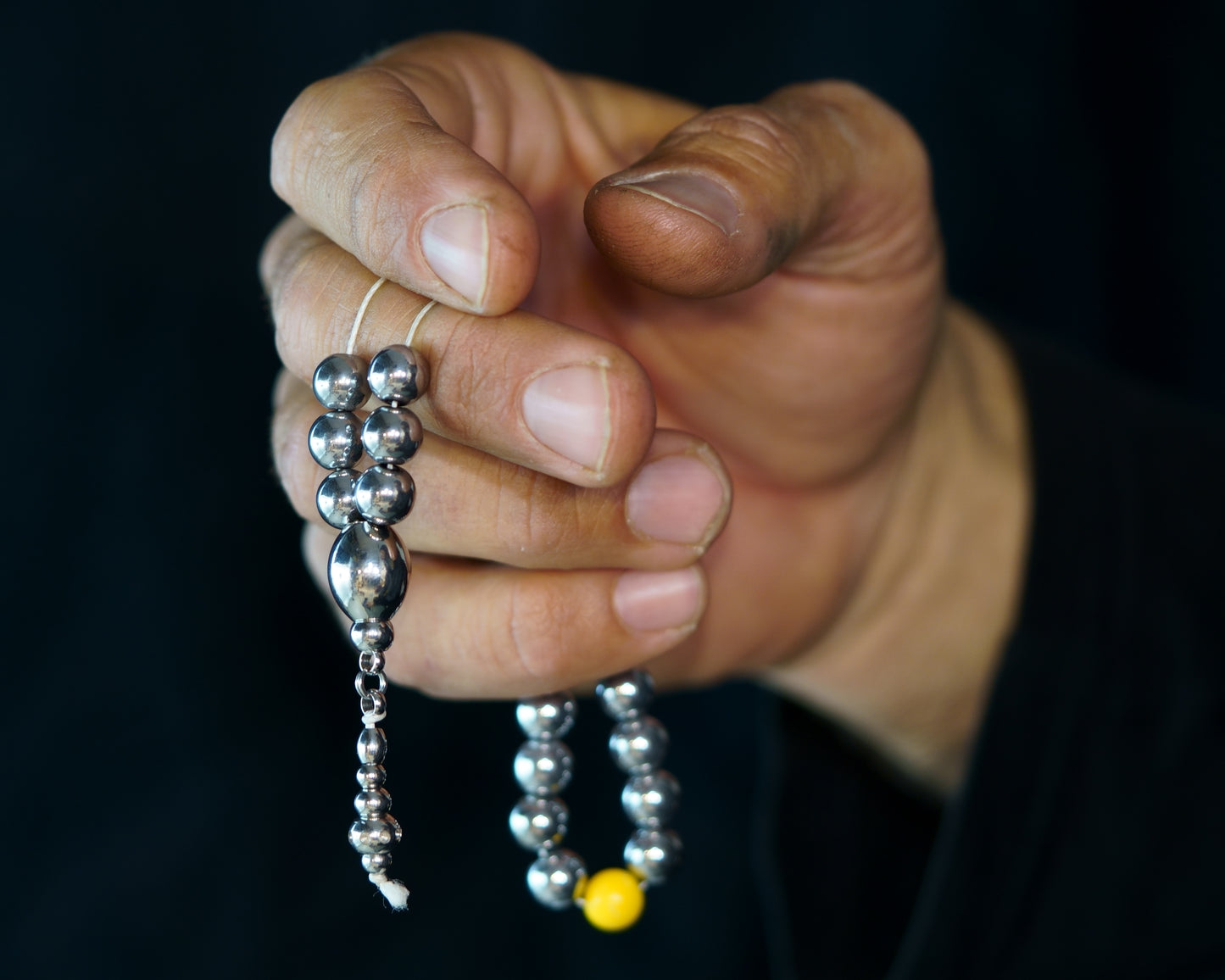 URBAN MUDRA | SILVER HEMATITE | YELLOW GEM | 8MM