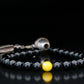 ROYAL MUDRA | DZI 1976'S GREEK BEAD | BLACK TOURMALINE . YELLOW GEM | 8MM
