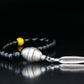ROYAL MUDRA | DZI 1976'S GREEK BEAD | BLACK TOURMALINE . YELLOW GEM | 8MM