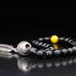 ROYAL MUDRA | DZI 1976'S GREEK BEAD | BLACK TOURMALINE . YELLOW GEM | 8MM