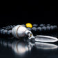 ROYAL MUDRA | DZI 1976'S GREEK BEAD | BLACK TOURMALINE . YELLOW GEM | 8MM