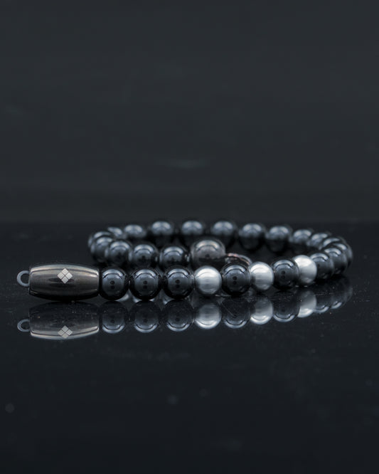BLACK MAMBA BRACELET⬩TOURMALINE GEMS⬩ GRAY COPPER THREE DOTS